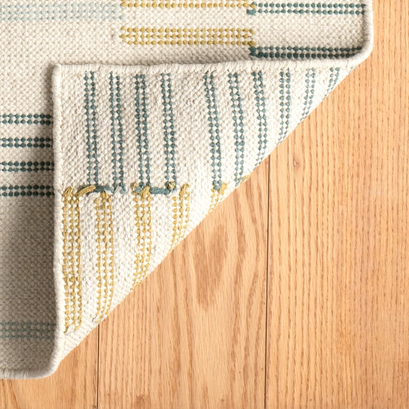 Dash & Albert Gemma Juniper Hand Loom Knotted Cotton Rug, 3 X 5 Feet, Multi Geometric Pattern - Premium Luxury Hotel Quality Soft Breathable Hypoallergenic Machine Washable Easy Care All Season