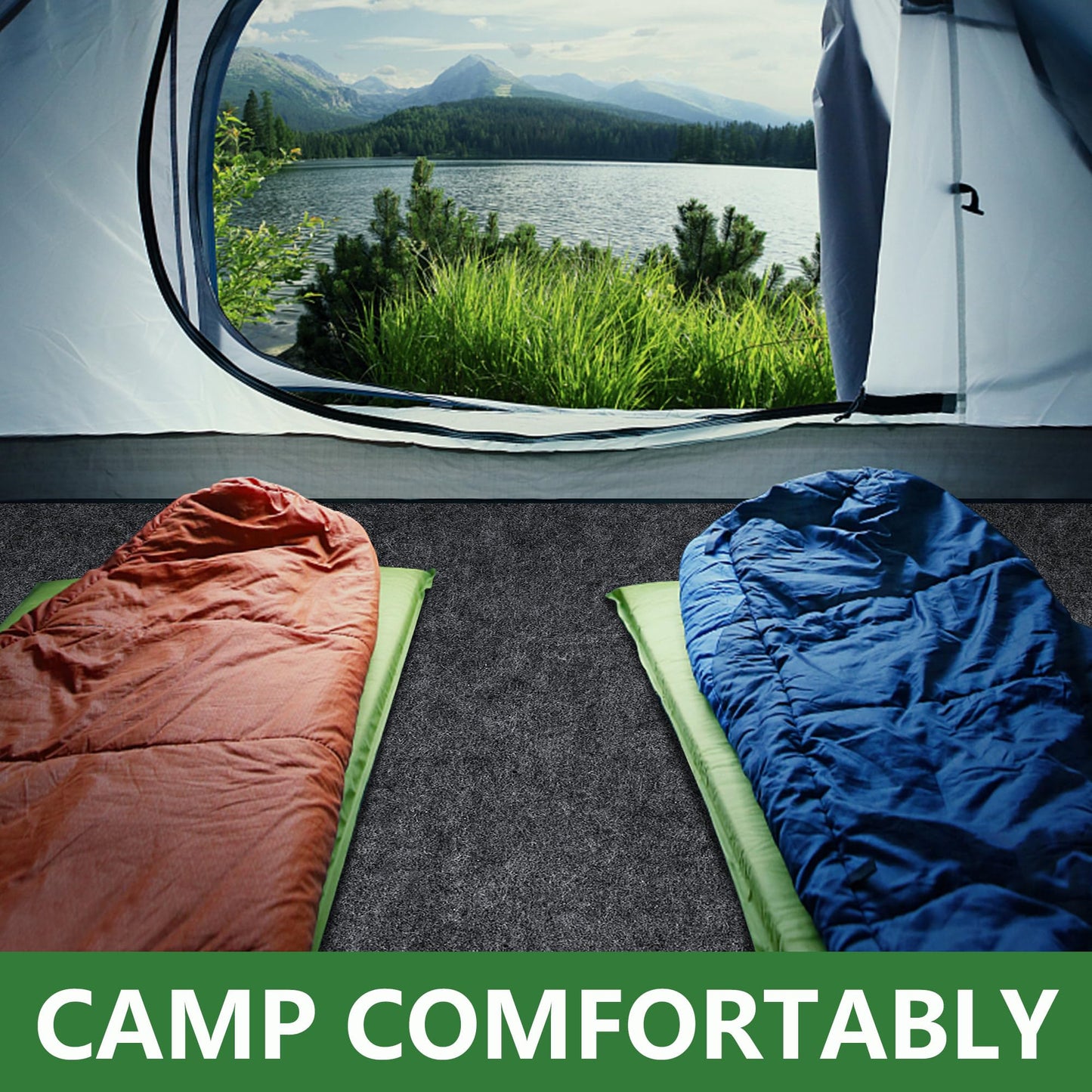 DECOHS 6.2 x 5 Ft Camping Tent Carpet Mat - Waterproof Outdoor Tent Rug - Portable Cuttable Picnic Camping Floor Blanket for Lawn Supplies