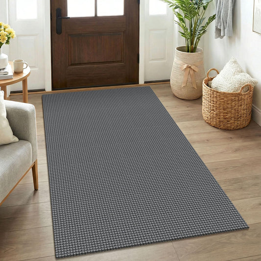 KOZYFLY Rugs for Entryway 3x5 ft Washable Area Rug Non Slip Rubber Backed Entry Rug Woven Indoor Door Mat Cotton Kitchen Rugs Floor Carpet for Entryway, Foyer, Backdoor, Grey/Dark Grey