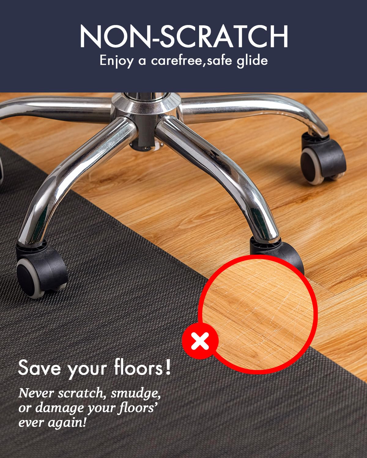 BARoyal Office Chair Mat for Hardwood Floor Under Desk Computer Rolling Chair Mat for Wood/Tile Floor Non-Slip Heavy Duty Desk Rug PVC Plastic Hard Floor Protector 30"x 48" (Espresso)