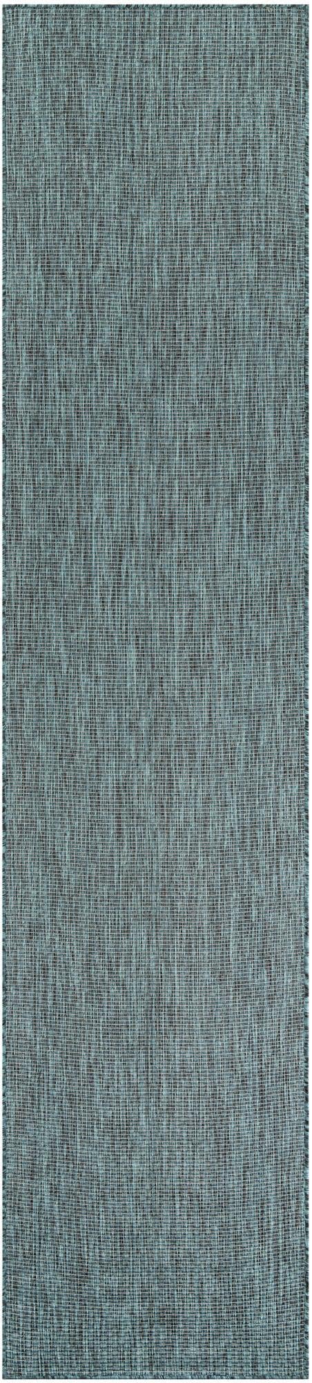 Unique Loom Outdoor Solid Collection Area Rug (2' 7" x 12' Runner Teal/Navy Blue)