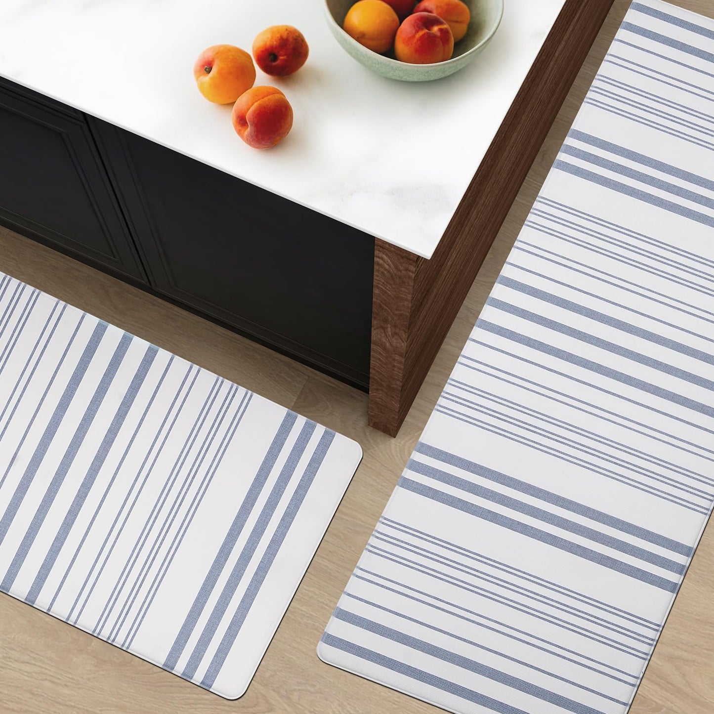 FRESHMINT Farmhouse Stripe Anti-Fatigue Kitchen Mat Set of 2, Cushioned Foam Kitchen Mats for Floor, Waterproof Non Slip Comfort Mat, Modern Kitchen Rug for Kitchen Decor, Sink, Laundry, Office