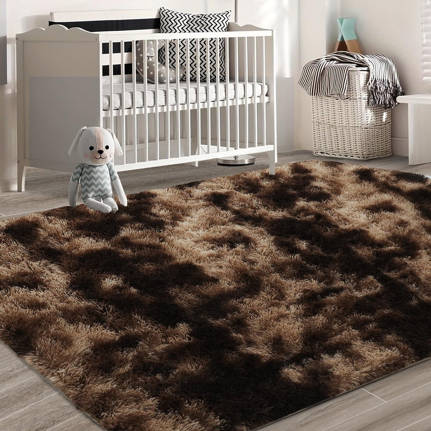Shag Area Rugs for Bedroom Living Room,4X6 Ultra Soft Fluffy Area Rugs for Dorm,Indoor Carpet Plush Rugs for Living Room Home Decor, Mottling Brown