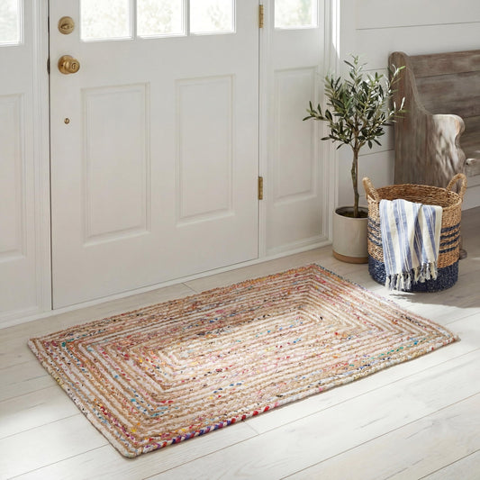 SAFAVIEH Area Rug 2x3 - Cape Cod Collection - Beige & Multi, Handmade Jute & Cotton, Woven Braided Design (CAP202B)