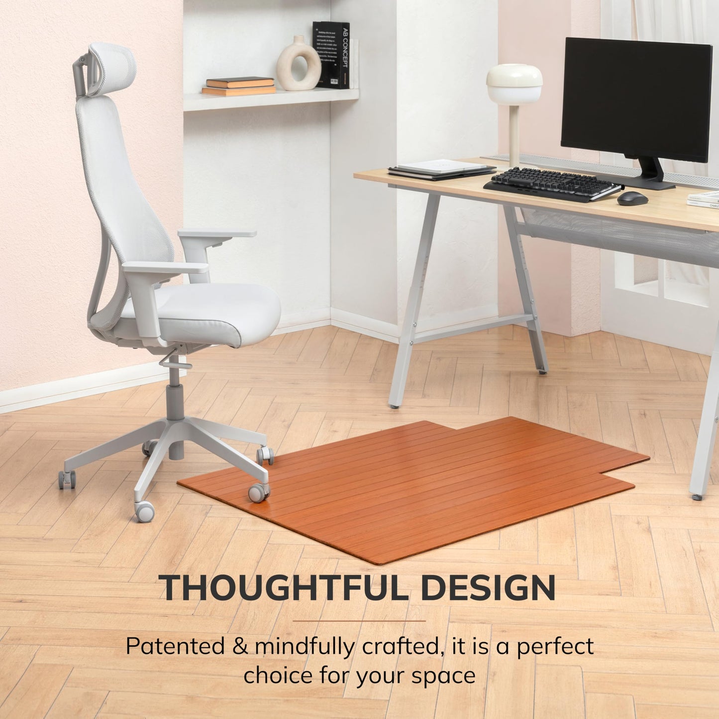 Anji Mountain Office Chairmat Thickest & Sturdy Bamboo Chairmats Highly Premium Quality Anti-Slip Heavy Duty for Multi-Purpose Hardwood Floor Office & Home Floor Protector Office Chair mat-5mm Thick