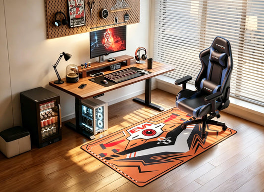 Gaming & Office Chair Mat 43"×71", Neon Genesis Evangelion EVA-00 Inspired Design, Non-Slip Machine Washable Floor Mat for Hardwood Floor