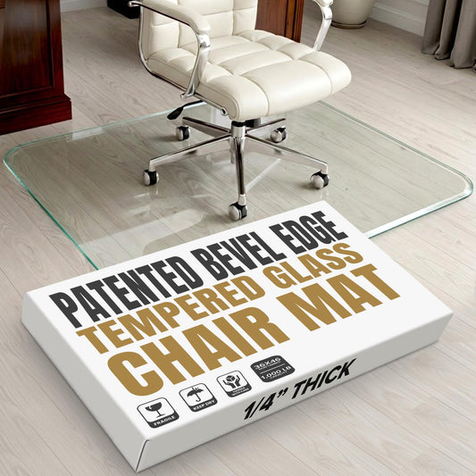 Office Chair Mat for Carpet & Hardwood Floors - 36x46 Tempered Glass Chair Mat with Beveled Edge, Heavy-Duty 1,000 lb Capacity, Smooth Glide Floor Protector by Clearly Innovative