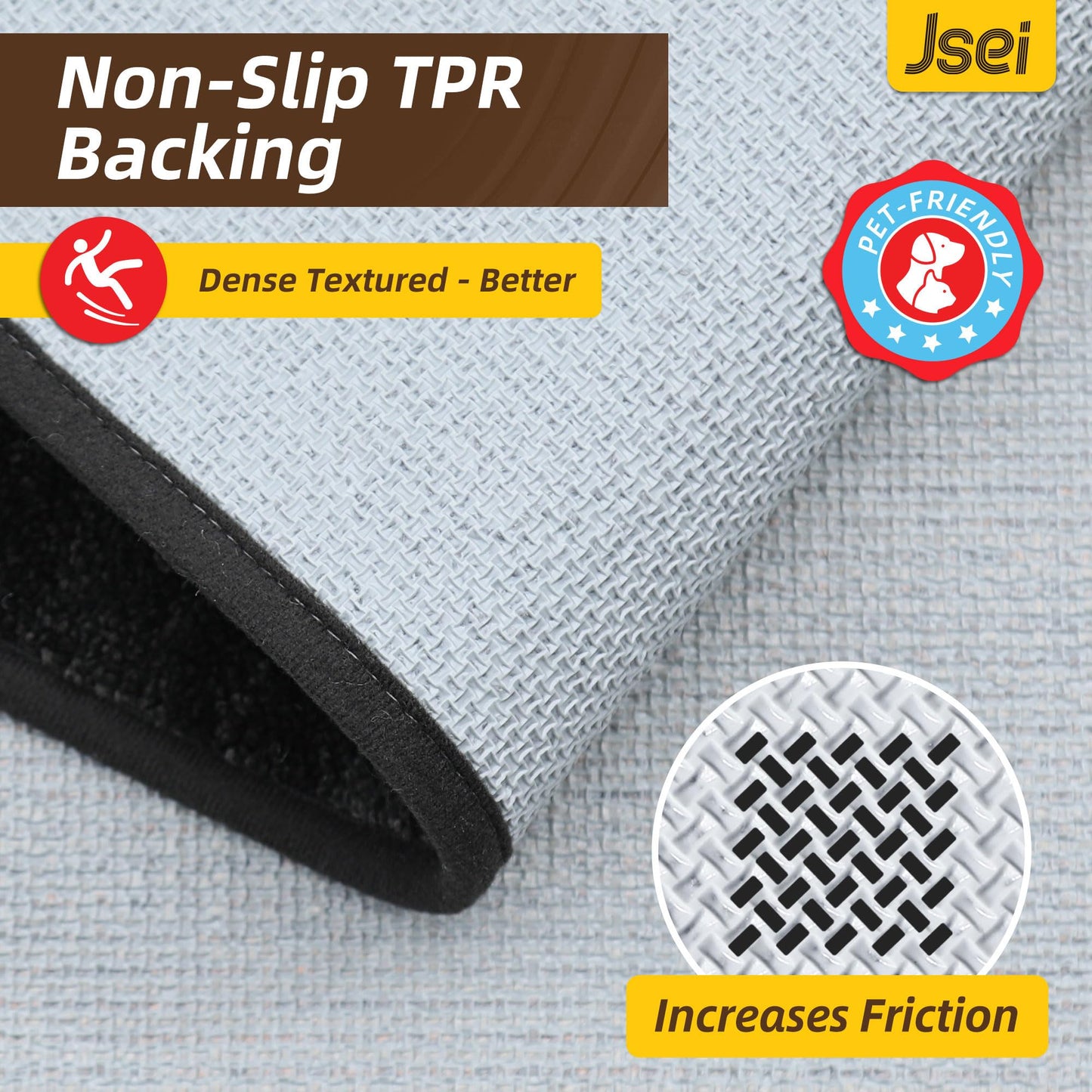 JSEI Dirt Trapper Door Mat 32"x48", Non-Slip Doormats Washable Entryway Mat, Welcome Floor Mat Absorbent Low Profile Dog Door Mats for Front Back Door, Wet Shoes & Paws, Dark Gray