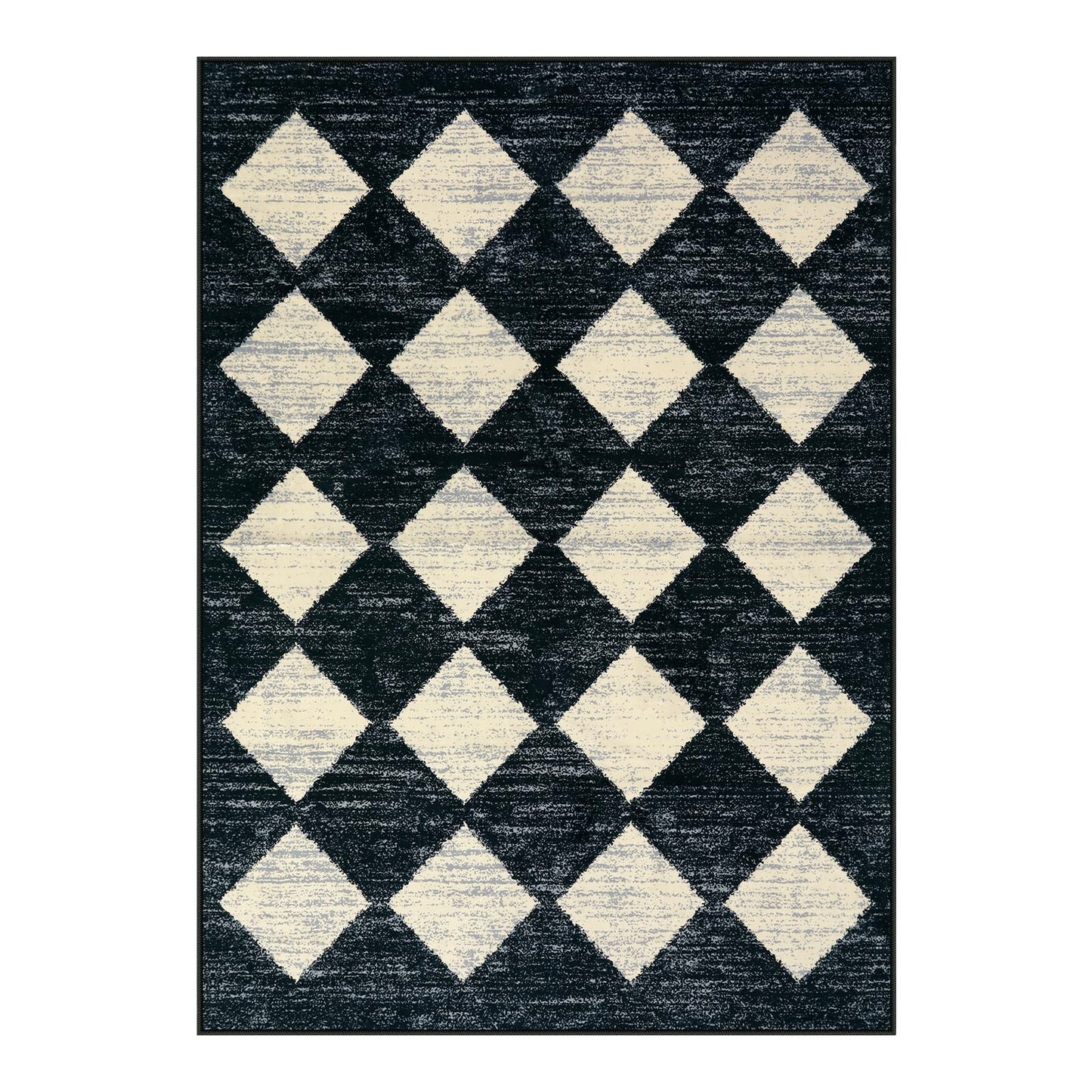 Lahome Moroccan Trellis Area Rug - 5x7 Black Washable Large Rugs for Bedroom Living Room Mat, Checkered Soft Non Slip Stain Resistance Indoor Accent Carpet for Dining Room Coffee Table