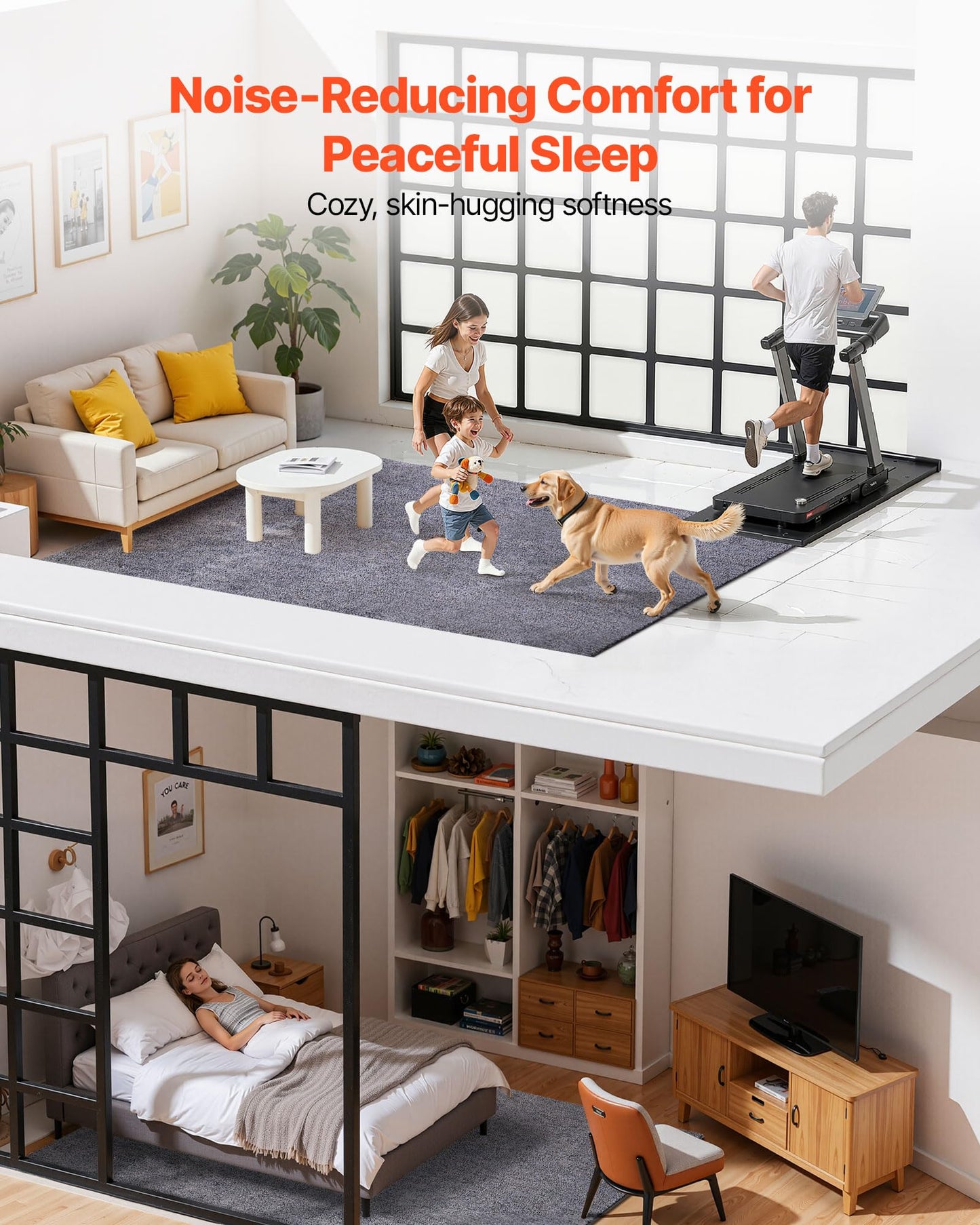 VEVOR 8 x 10 ft Area Rug for Living Room, Large Indoor Plush Area Rug with High Plush Pile, Indoor Floor Carpet for Bedroom Study, Non-Shedding & TPR Non-Slip Backing, Noise-Reducing