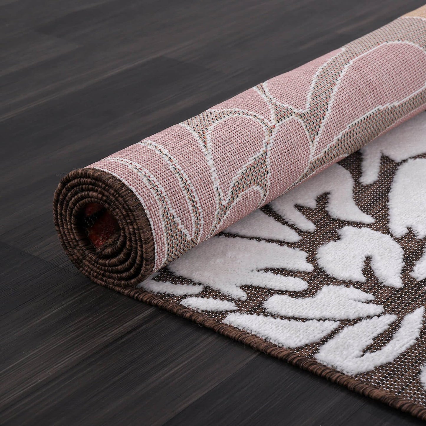 Luul Home Floral Indoor Outdoor Rugs 5x7 Large Area Rug for Living Room, Patio Decor, Kitchen, and Entryway Rug, Washable Stain Resistant Outside Carpet Brown 5 x 7