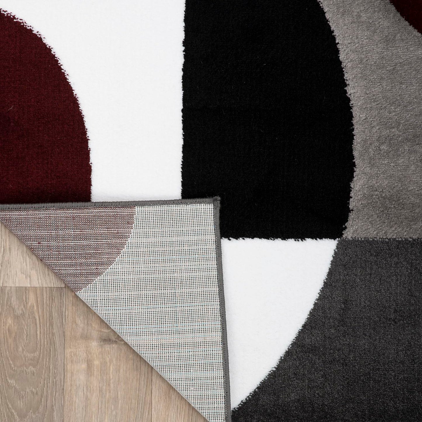 Rugshop Modern Circles Carpet Easy Maintenance for Home Office,Living Room,Bedroom,Kitchen Soft Area Rug 9' x 12' Burgundy