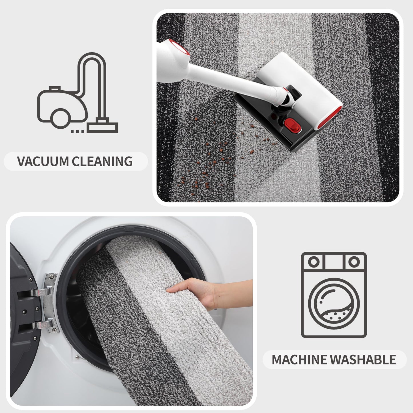 Kitinjoy Indoor Outdoor Door Mat, 36x24 Non-Slip Absorbent Dirt Trapper, Low-Profile Washable Inside Entrance Front Floor Mat, Sturdy Soft Entry Doormats for Entryway, Grey