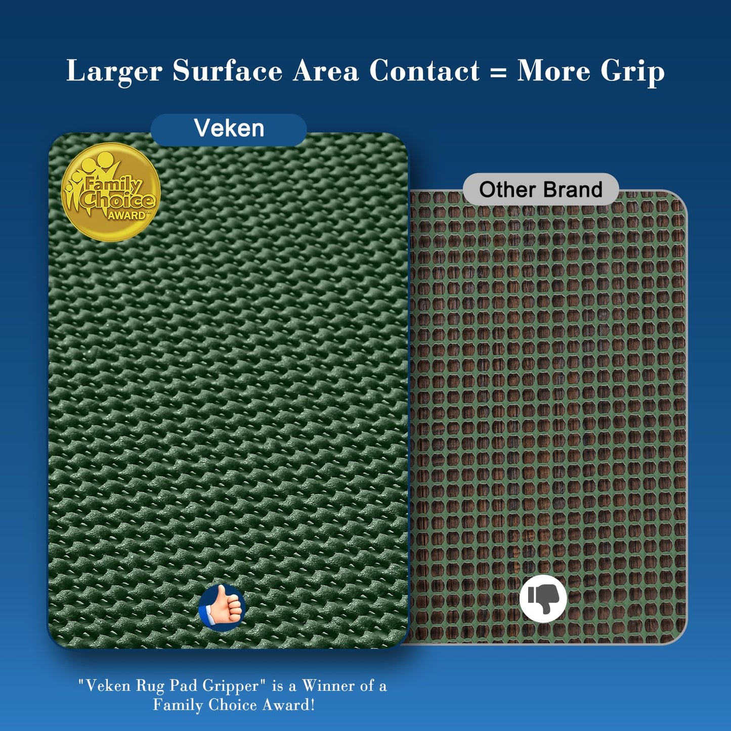 Veken 8x10 Ft Rug Pad Gripper for Hardwood Floors, Non Slip Dark Green Rug Pads for Area Rugs, Thick Rug Grippers for Tile Floors, Under Carpet Anti Skid Mat, Keep Your Rugs Safe and in Place