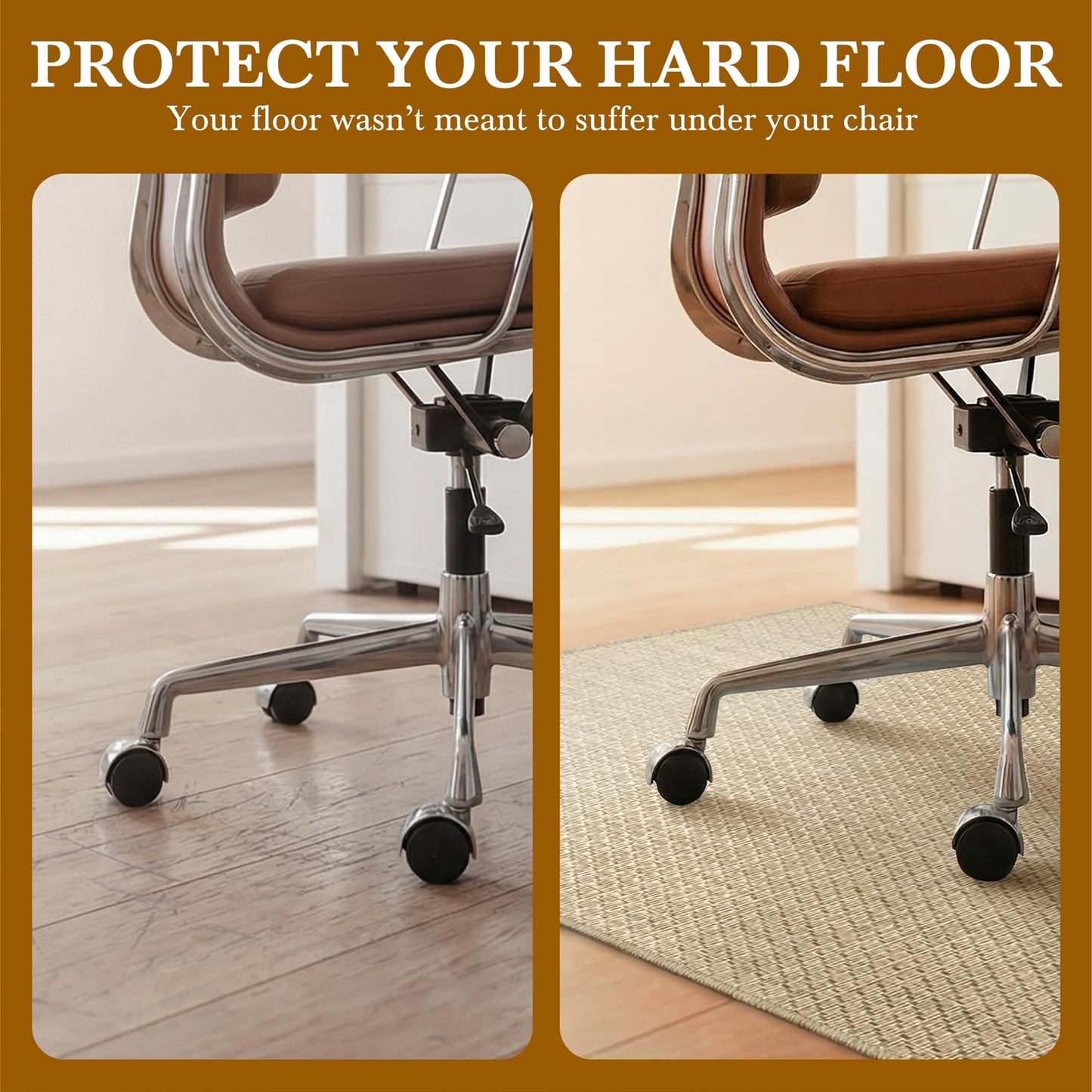 Aothia Textilene Chair Mat for Hardwood Floors - Heavy Duty Non-Slip Desk Floor Protector, Durable PVC & Polyester Blend, Easy to Clean, Ideal for Home Office (36"x47", Beige)