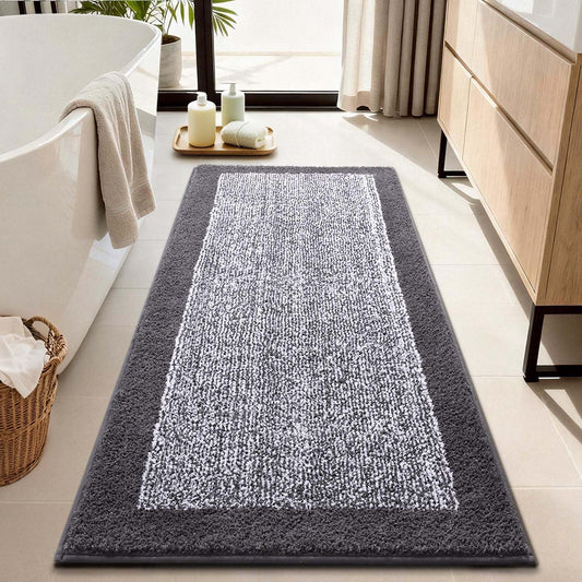 simpWalnut Long 2x4 Ft (48''x24'') Runner Rug for Bathroom,Non Slip Washable Large Kitchen Rugs Bath Rugs, Soft Absorbent Quick Dry Bath Mats for Shower, Hallway,Laundry, Tub(Grey)