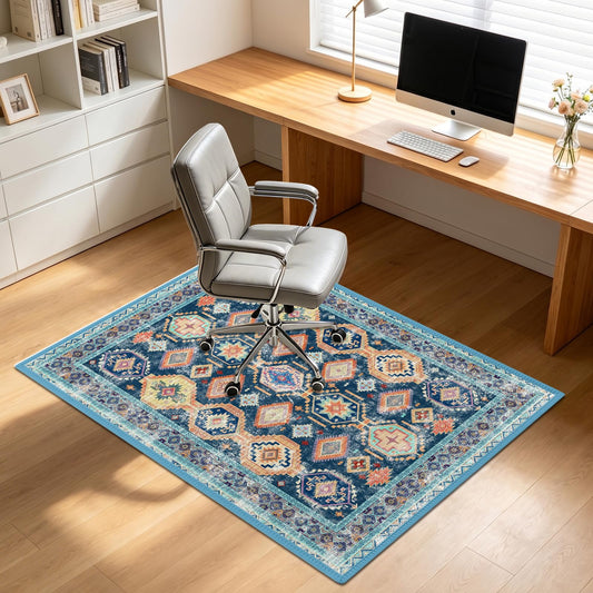 Flowers Office Chair Mat for Hardwood Floor, 35"X 47" Office Rug for Tile Floor,Under Desk Carpet Protector for Rolling Computer Chair, Hard Floors Mat for Desk Chair Gift for Men Women Worker