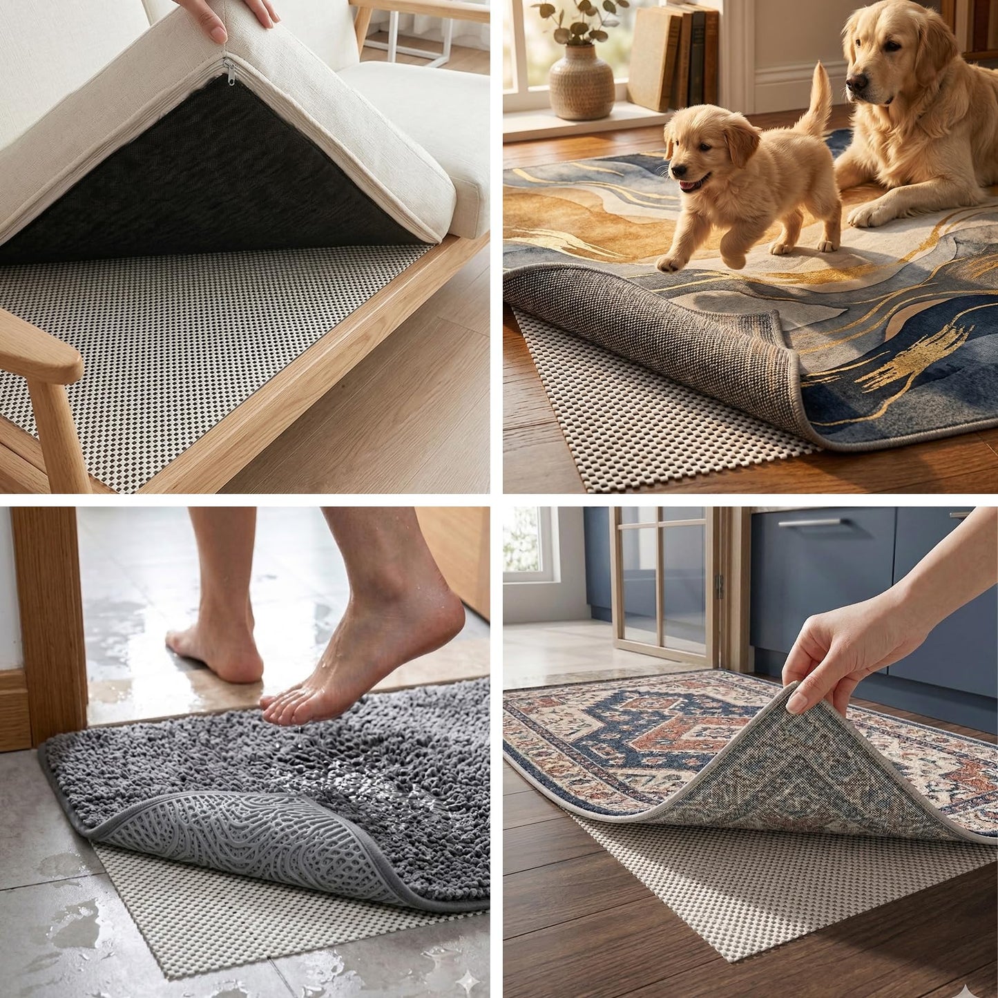 TravLand Non-Slip Rug Pad 6x9 Ft – 6'x9' PVC Anti-Slip Carpet Gripper Mat, 6 by 9 Feet Non Slip Pad for Area Rugs, Under Rug Padding for Hardwood Floors, Carpet Gripper Mat for Floors