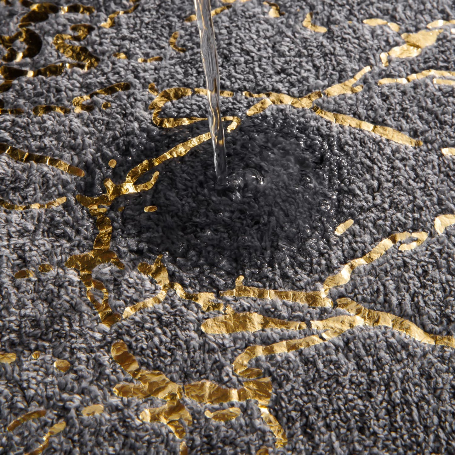 QJHOMO Marble Bathroom Rug Gray and Gold Decor Bathroom Rugs Non Slip Bath Mat Super Absorbent Microfiber Plush Bathmat Machine Washable Floor Carpet for Tub, Shower, Bedroom (20x32 inch)