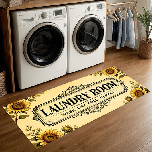LEIWEIHOPE Sunflower Summer Runner Rug 20x47 inch Non-Slip Waterproof Laundry Room Rug Kitchen Runner Bathroom Mat with Festive Designs,Outdoor Indoor Entryway Floor Mat Home Decor