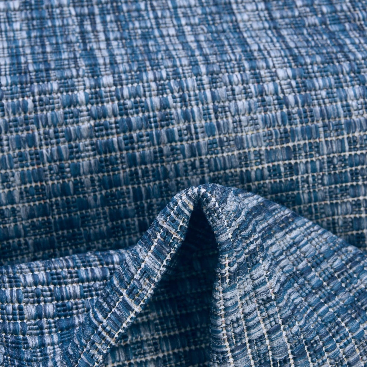 Unique Loom Collection Casual Transitional Solid Heathered Indoor/Outdoor Flatweave Area Rug (7' 10" Square, Blue/Navy Blue)