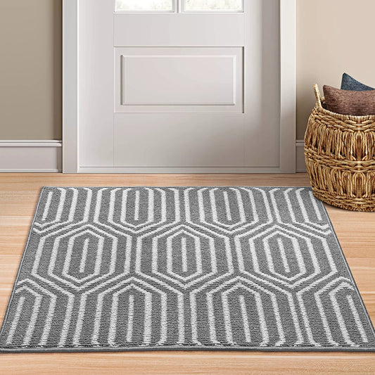 Indoor Doormat 32"x 40", Absorbent Front Back Door Mat, Rubber Backing Non Slip Floor Mats Inside Mud Dirt Trapper Outside Entrance Door Rug Carpet, Machine Washable Low Profile-Grey Time Cloister