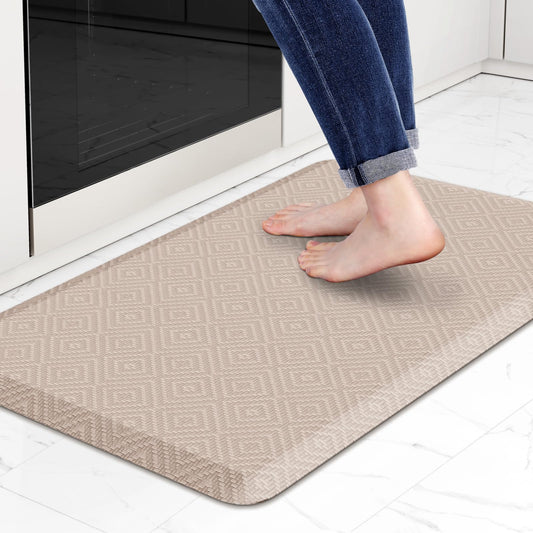 Mattitude Kitchen Mat Cushioned Anti-Fatigue Floor Mat Water Resistant Non-Slip Mats and Rugs Standing and Comfort Desk Mats for House Sink Office Laundry (Beige, 17.3"x28")