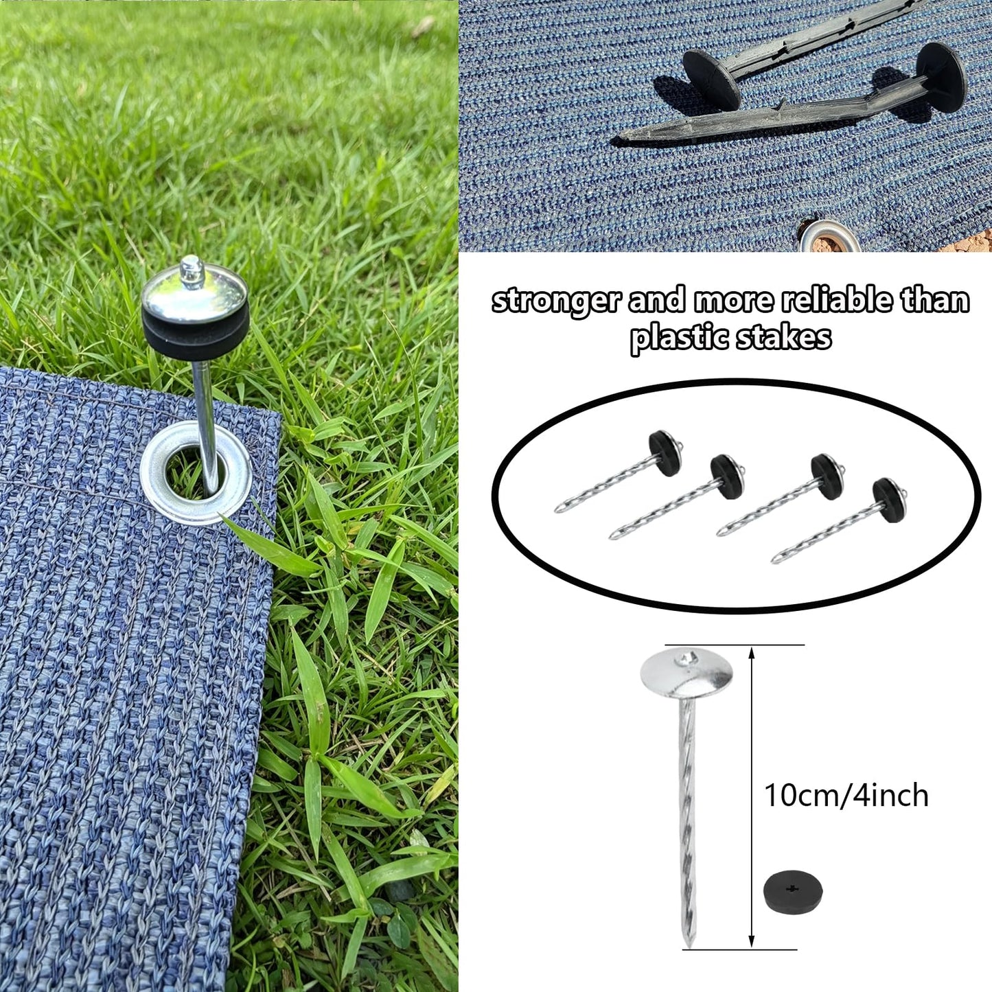 POYEE 9x12ft RV Outdoor Rug Camping Mat Awning Carpet Blue Gray