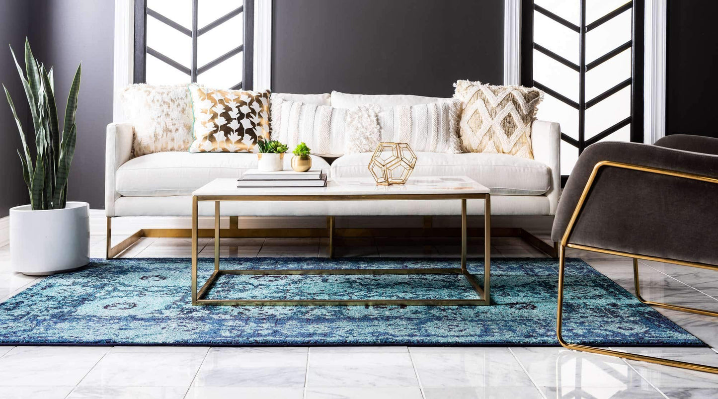 Unique Loom Medici Collection Vintage Botanical Traditional Blue Area Rug (9' 0 x 12' 0)