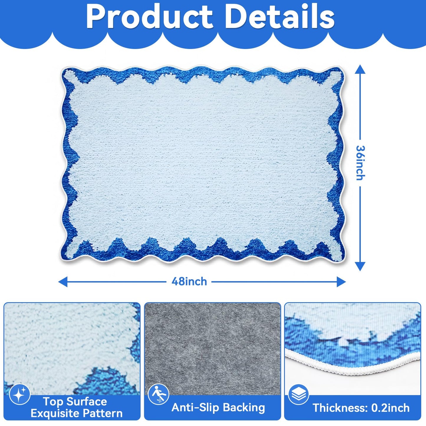 Breling Office Chair Mat for Hardwood Floor & Tile Floor, 36" x 48" Large Anti-Slip Floors Protector, Under Desk Gaming Rug for Rolling Computer Chair for Office Home(Scallop Edge,Blue)