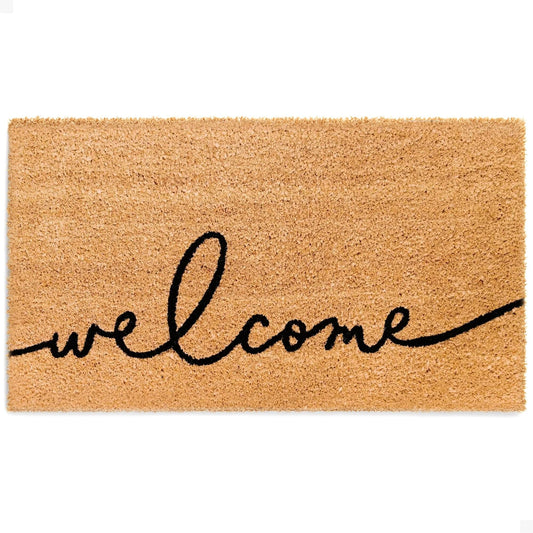 Natural Coir Doormat - Script Welcome Mat, Non-Slip - Tufted Design - 17x30
