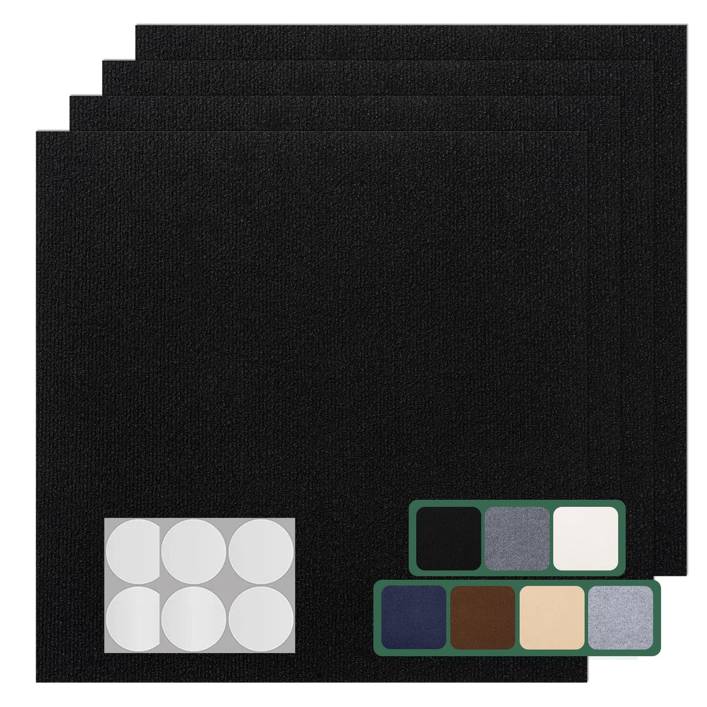 VallisCo Carpet Tile 20 Pack 24” X 24” Self Adhesive Carpet Floor Tiles Anti-Slip Squares Peel and Stick Floor Tile DIY Installation for Bedroom(Black)