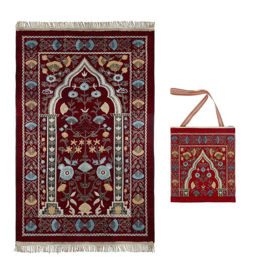 Muslim Prayer Rug Ramadan Carpet Turkish Islamic Praying Mat with Tassel Religion Supplies,Indoor Area Blanket for Hallway,Living Room, Bedroom, Office