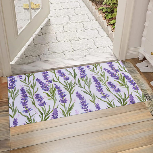 Lavender Indoor Door Mat, Non-Woven Fabric Door Mat, Anti-Slip Backing Welcome Mat for Front Door, Indoor Entrance, Kitchen, Bedroom, Living Room - Durable Floor Mat for Home Decor & All Seasons