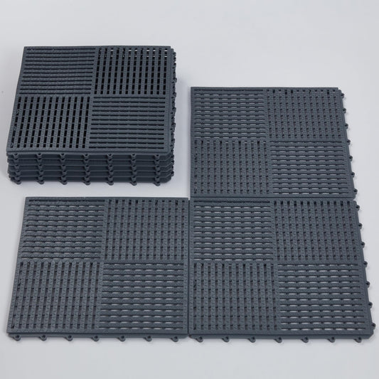 wiiiw 9 Pack Modular Interlocking Tiles Double Non-Slip 12"x12" Dark Gray
