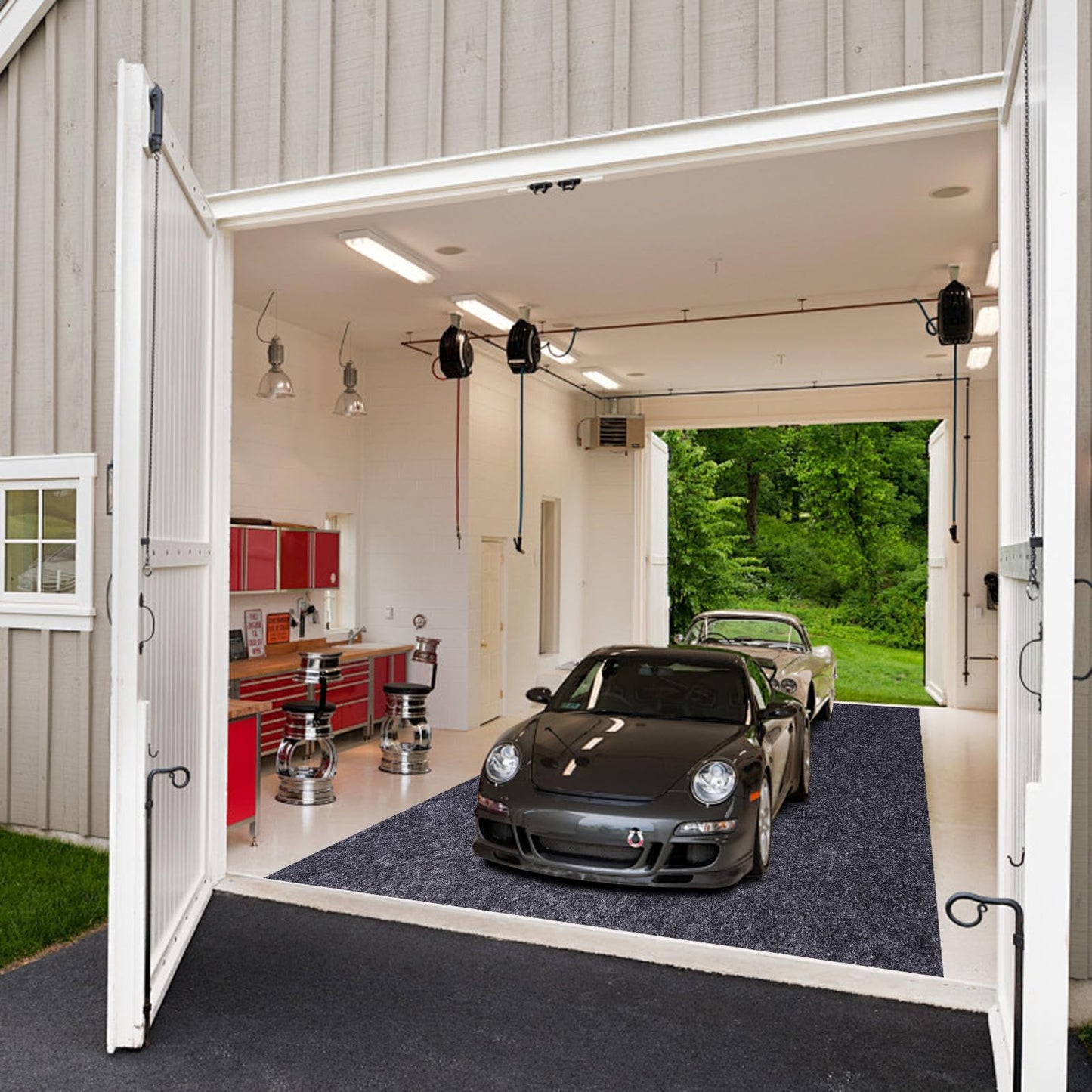 Evercomfy Garage Floor Mat, 7.4 x 8.4 Ft Waterproof Mat with Non-Slip Backing, Reusable Absorbent Surface, Easy Clean Floor Protector Oil Spill Mats for Garage, Driveway, Workshop