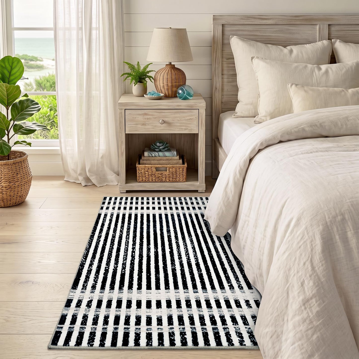Washable 2x3 Modern Striped Area Rug, Abstract Small Throw Rug for Entryway