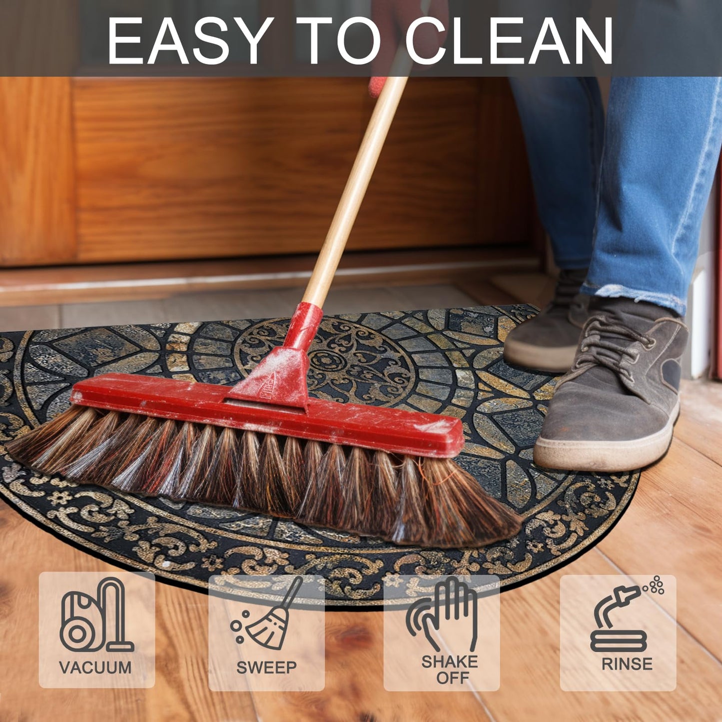 CHICHIC Entrance Door Mat Large 24 x 36 Inch Entry Way Doormat Front Door Rugs Outdoors Heavy Duty Welcome Mat Non Slip Rubber Back Low Profile for Garage, Patio, High Traffic Area, Grey