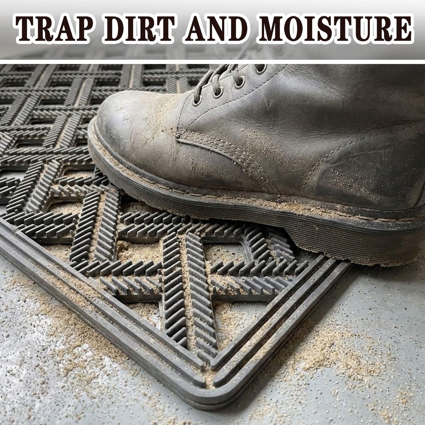 Bulijojo Front Door Mat Entrance with Drainage,24x36 Rubber Heavy Duty Dirt Trapper Waterproof Welcome Mat, All Weather for Front Back Door Patio Entryway Grey