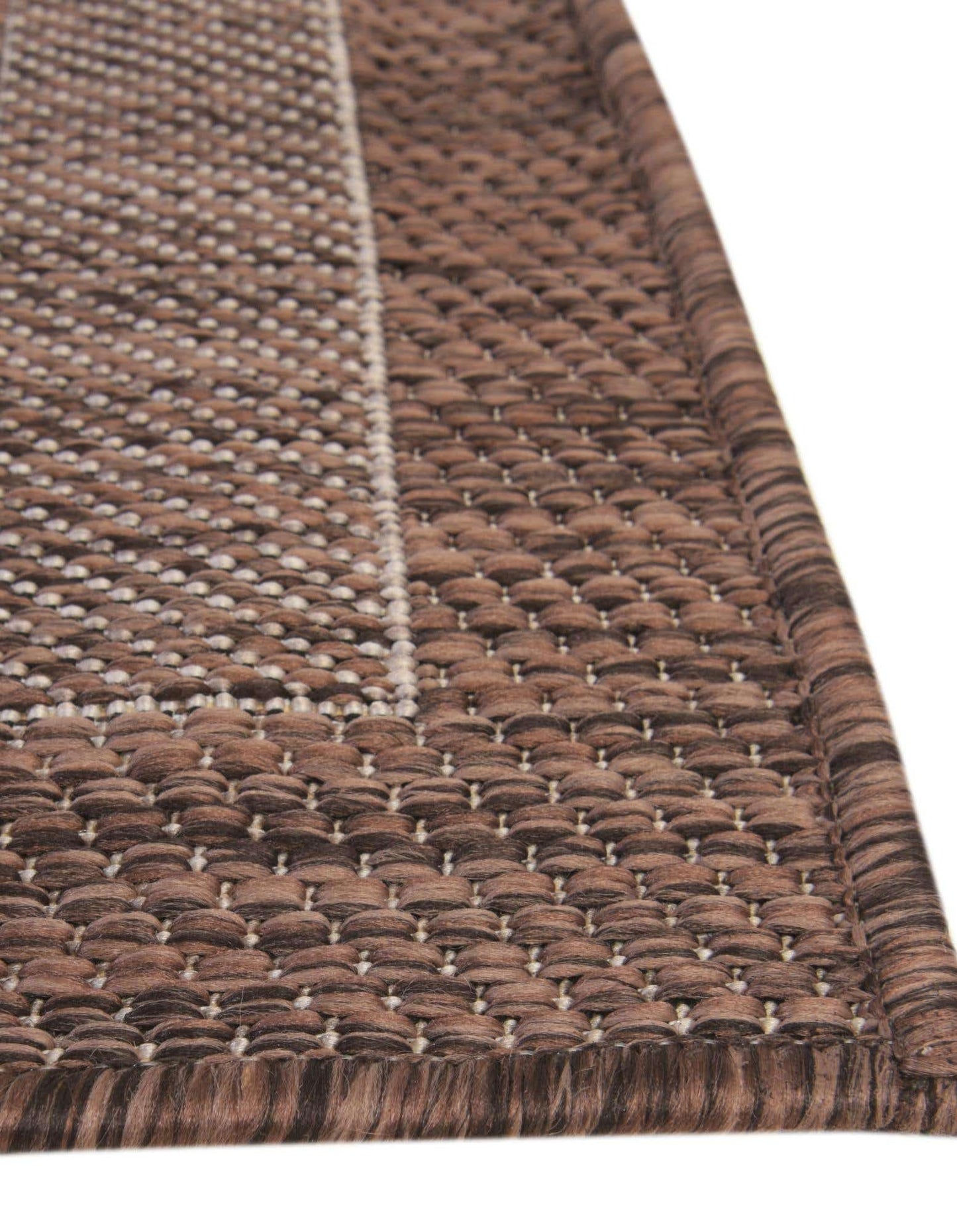 Unique Loom Outdoor Border Collection Area Rug - Soft Border (10' x 14' 1" Rectangle Brown/Ivory)