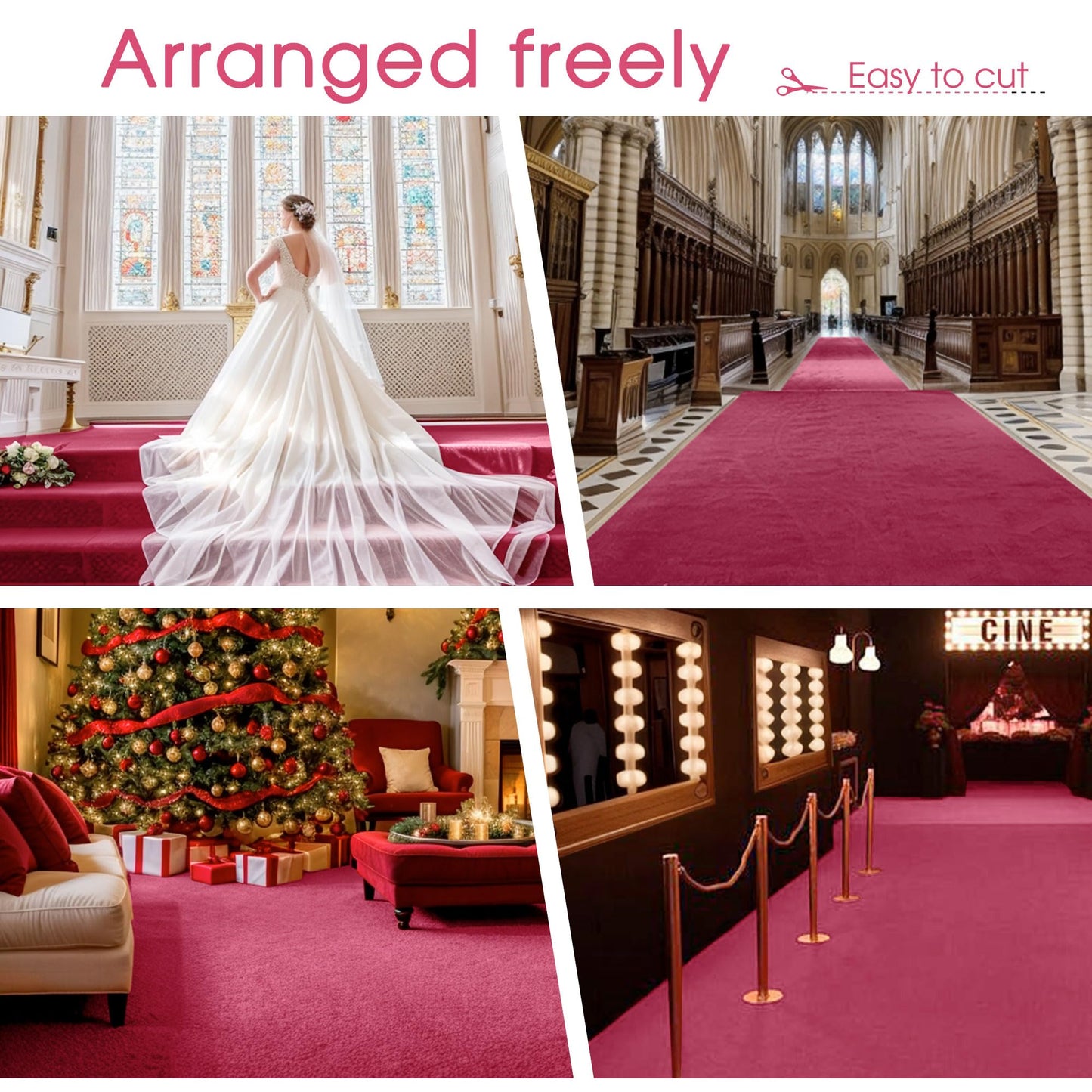Pink Carpet Runner for Party,140GSM 2.62FTx15FT Carpet Party Decorations,Pink Runway Rug for Prom Felt Non-Woven Fabric,Runner for Wedding Ceremony