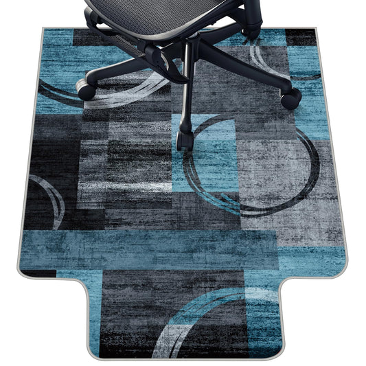 Office Chair Mat for Hardwood Floor & Tile Floor,36"X 48" Heavy Duty Desk Chair Mat for Hard Floors, Under Desk Rug for Rolling Computer Chair,Anti Slip,Low Pile Carpet Protector-Convex Geo Blue Gray