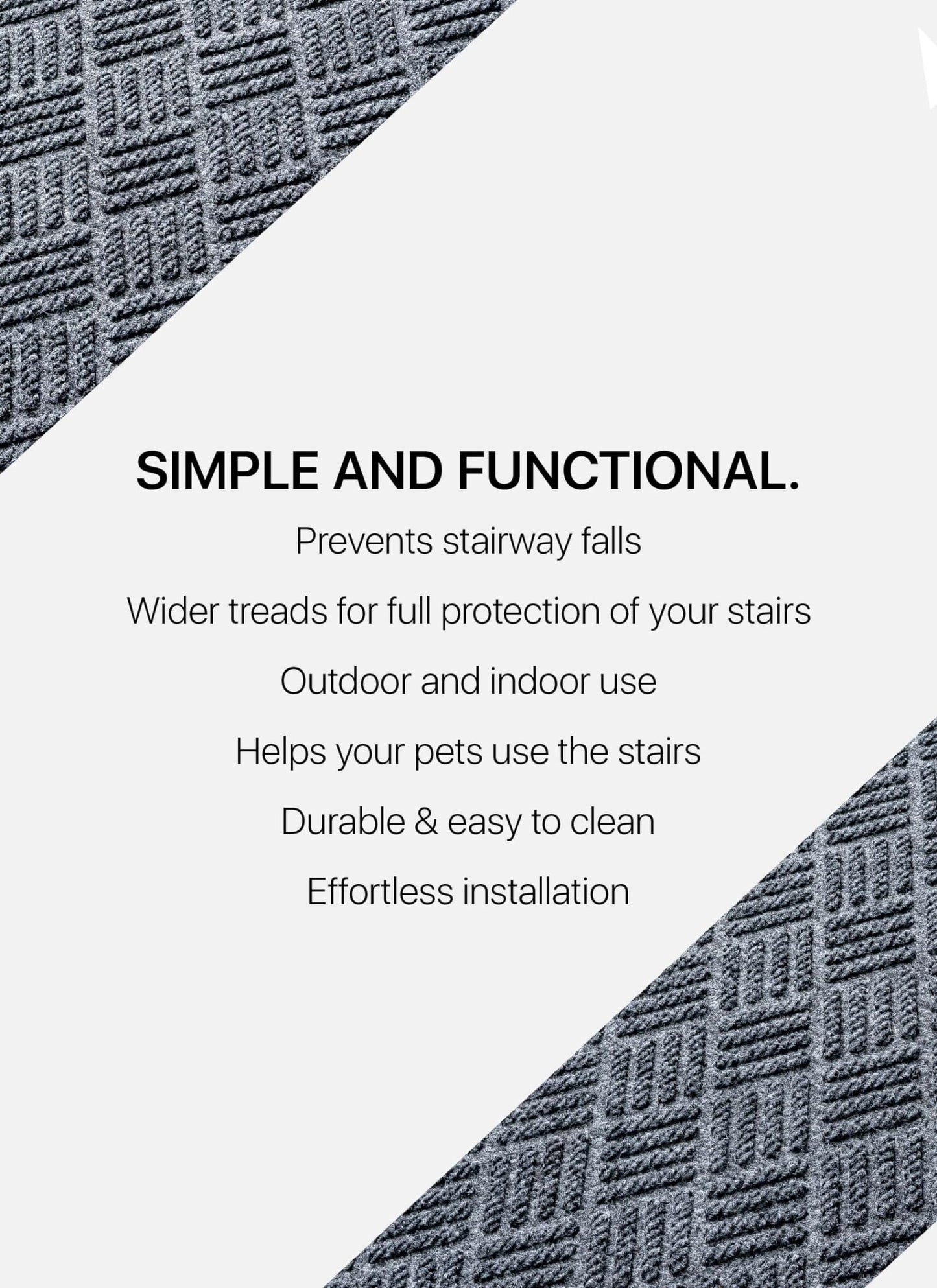 FINEHOUS Outdoor Stair Treads Non-Slip 35”x10” (6-Pack) – Carpet Treads with Rubber Backing Diamond Grey