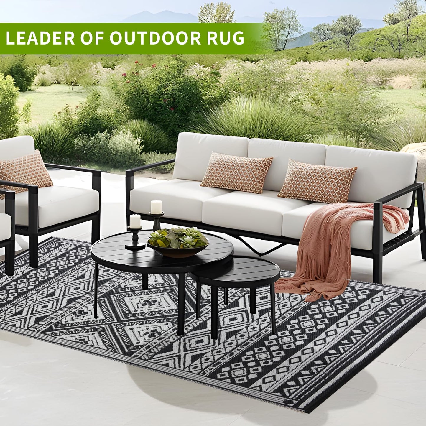 YONILE Outdoor Rug 5x8 ft Waterproof, Reversible Outdoor Plastic Straw Rug for Patios Clearance, Outdoor Area Rug Carpet RV Mat for Camping Backyard Deck Porch