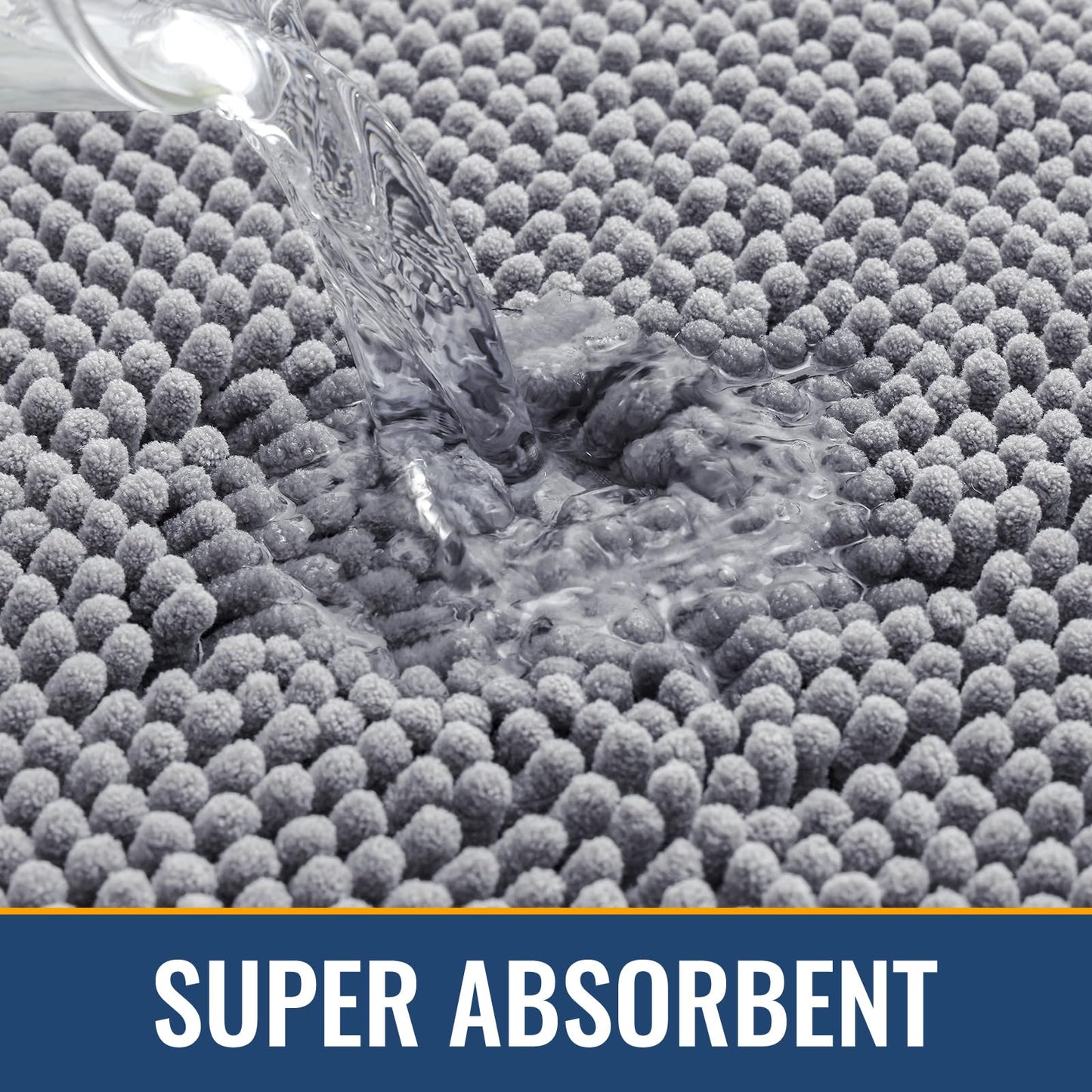Arotive Bathroom Rugs 30x20, Extra Soft Absorbent Shaggy Chenille Bath Rugs, Machine Washable Rubber Backing Non-Slip Bath Mats for Bathroom Floor Tub and Shower, Home Decor Accessories, Grey