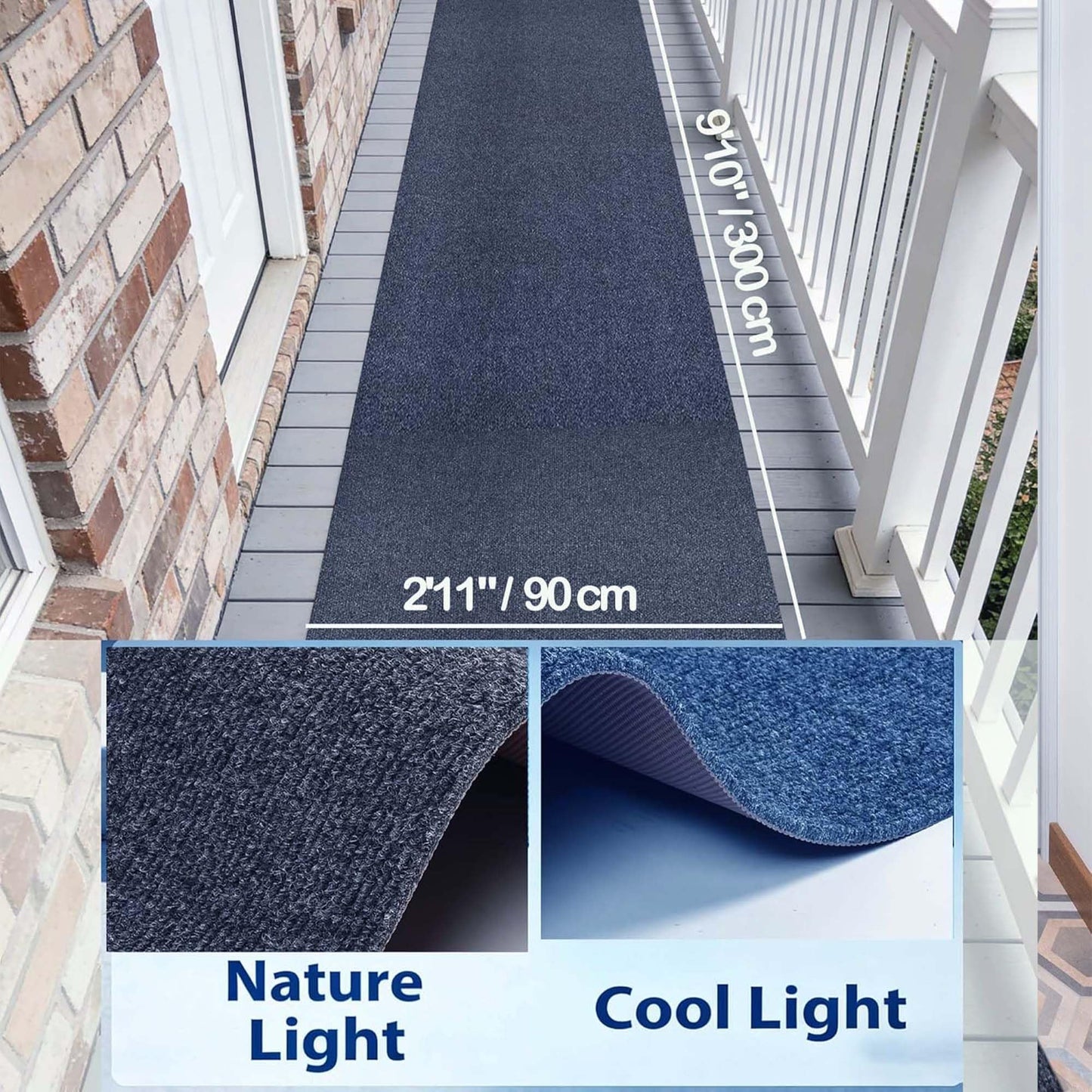 jxgzyy Runner Rugs for Hallway 2'11 x 9'10'', Non Slip Carpet Runner, Heavy Duty Outdoor Long Floor Mat for Entrance, Garage, Mudroom, Gray