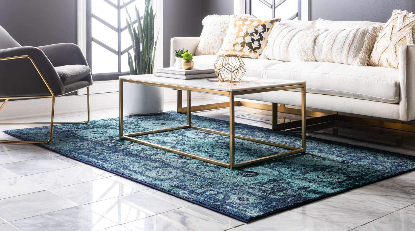 Unique Loom Medici Collection Vintage Botanical Traditional Blue Area Rug (9' 0 x 12' 0)