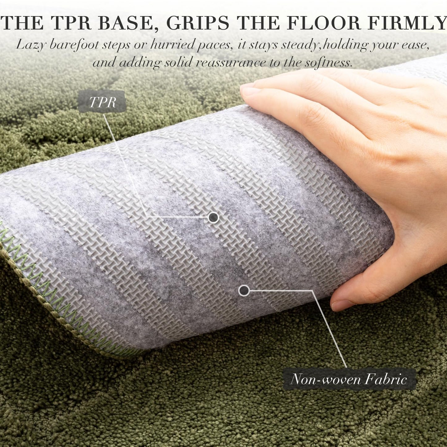 Bathroom Rugs, 32x20 Inches Bath Mats Non Slip, Extra Soft Absorbent Microfiber Shower Bath Rugs Mats Carpet for Bathroom Floor Decor, Machine Washable (Olive Green)