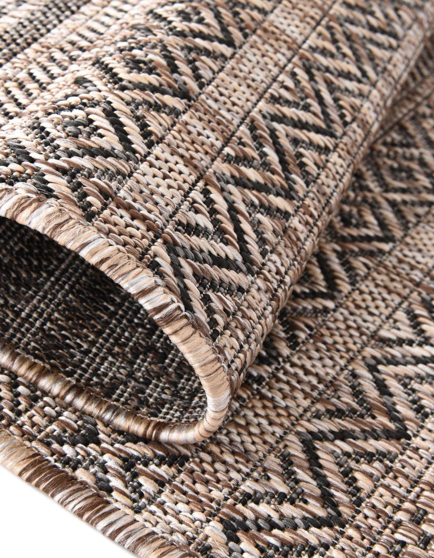 Unique Loom Outdoor Striped Collection Area Rug - Maia (10' x 14' 1" Rectangle, Natural/Black)