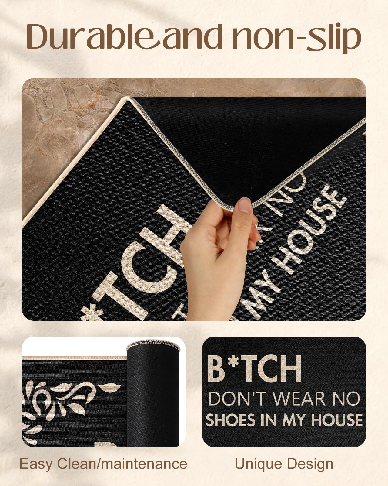 Miss Adola No Shoes Funny Door Mats Outside - Don't Wear No Shoes in My House Design Non Slip Rubber Backing, Indoor Outdoor Cute Front Door Mat, Entryway, Floor, Resist Dirt, 17"x29" Unique Gift